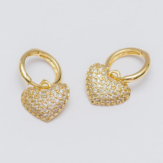 Golden Sparkle Heart Earrings